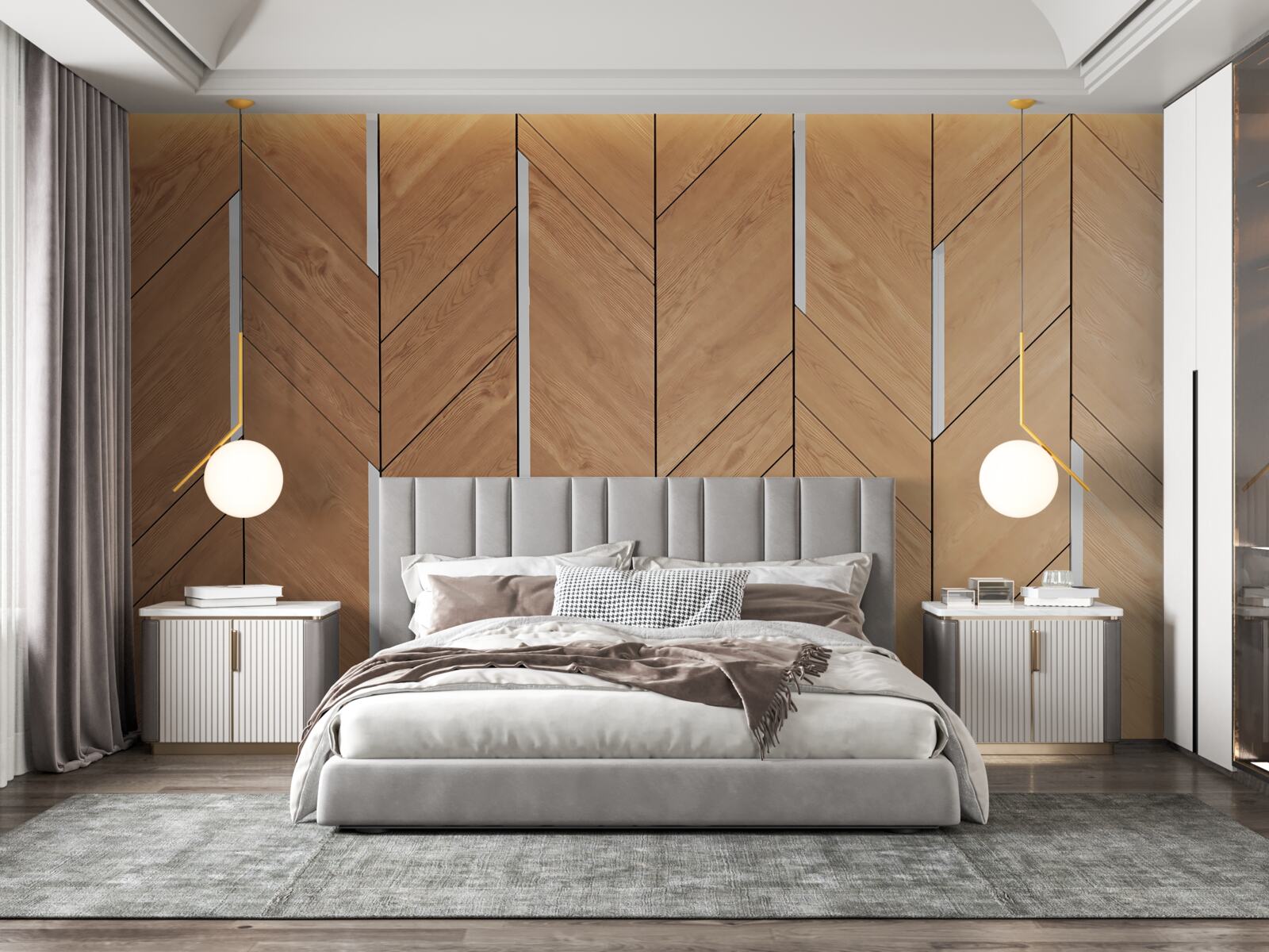 Papier peint parquet brun avec éclairage intégré