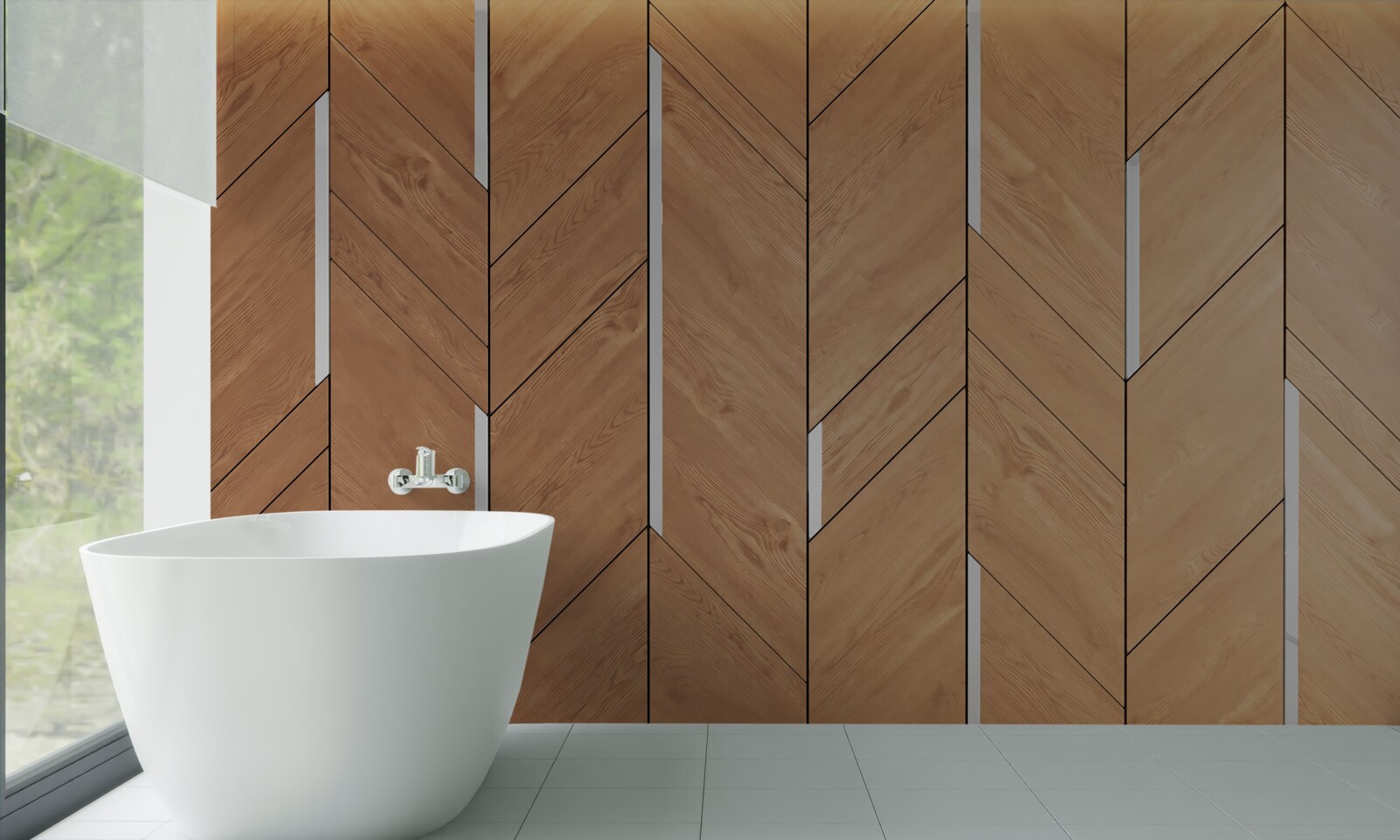 Papier peint parquet brun avec éclairage intégré