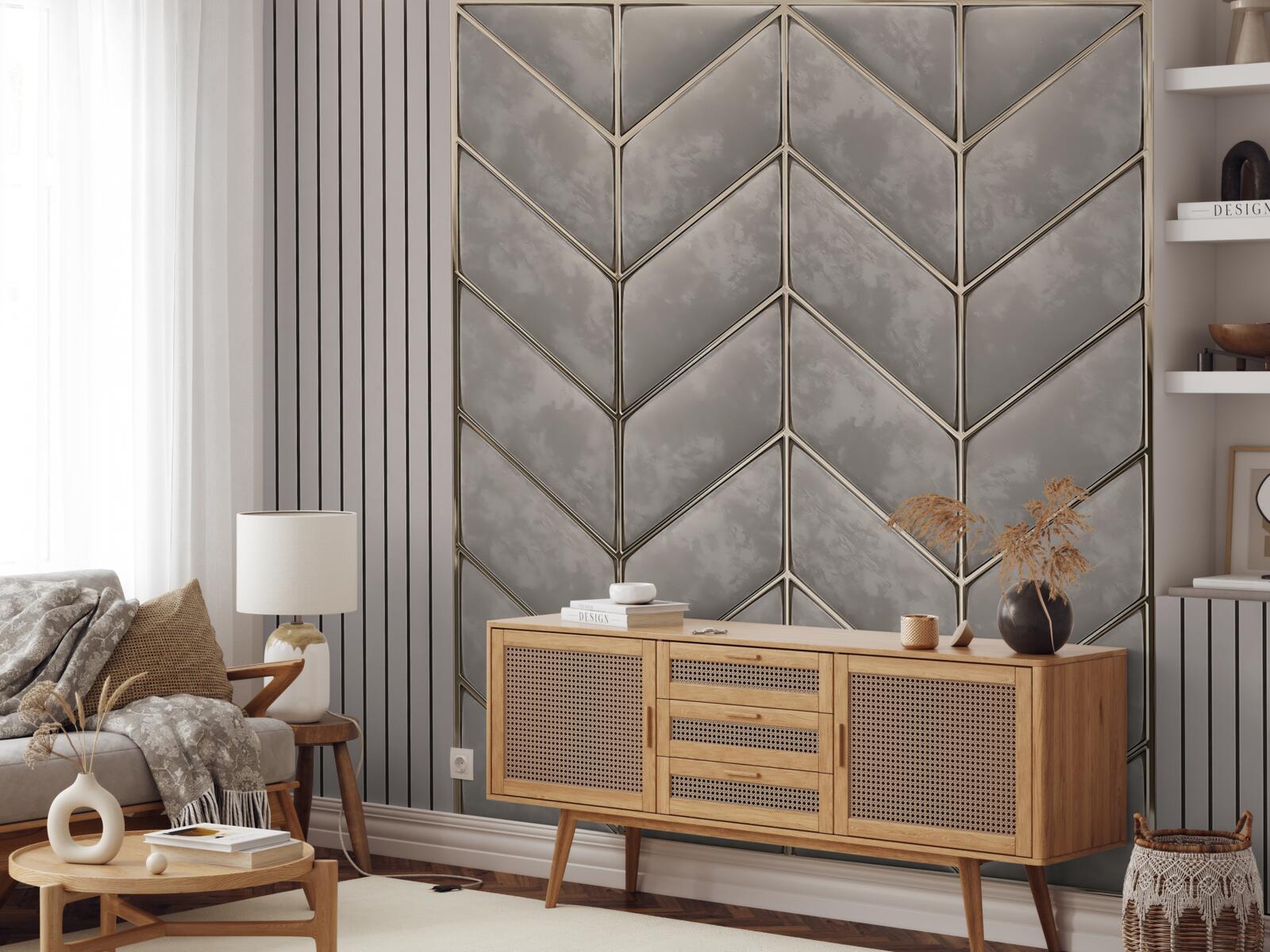 Papier peint texture gris-or