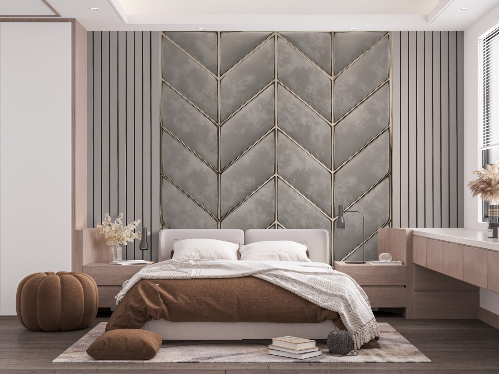 Papier peint texture gris-or