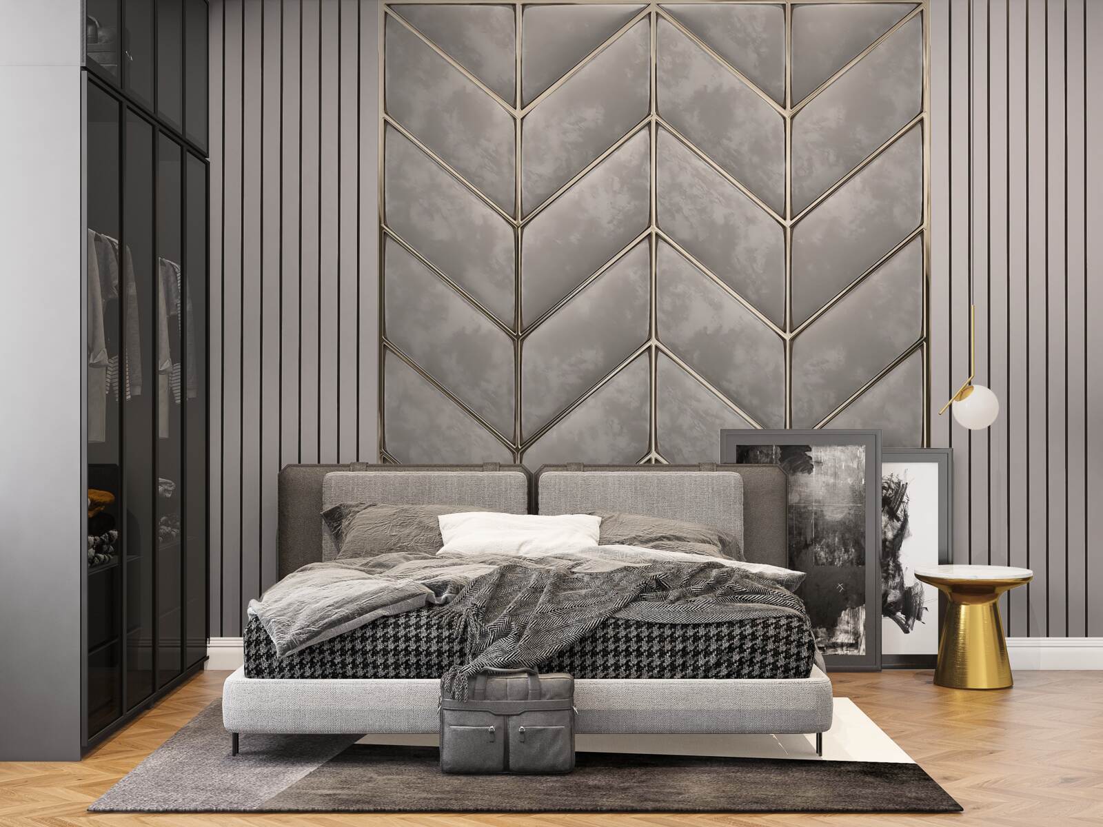 Papier peint texture gris-or