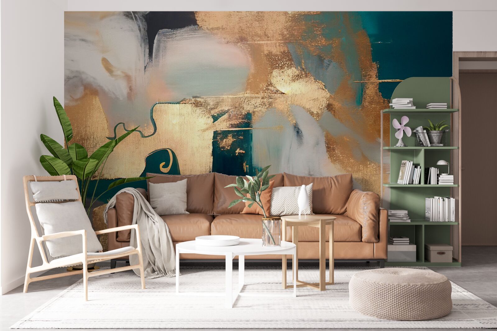 Papier peint or maculé sur marbre gris