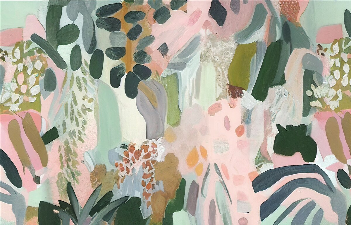 Papier peint feuilles de la jungle dans un style abstrait