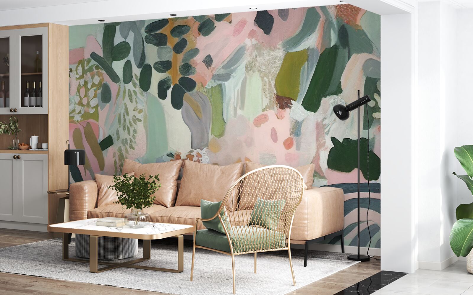 Papier peint feuilles de la jungle dans un style abstrait