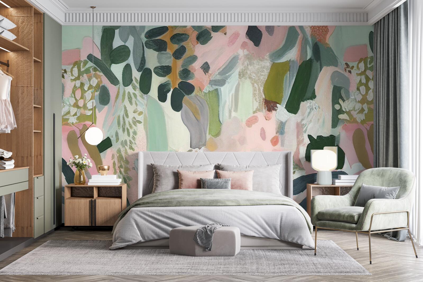 Papier peint feuilles de la jungle dans un style abstrait
