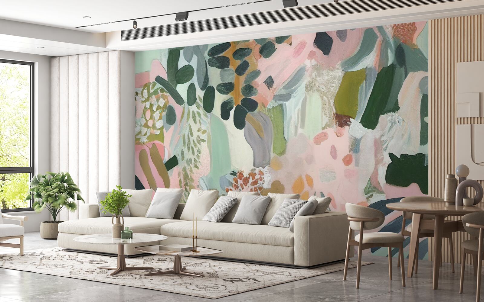 Papier peint feuilles de la jungle dans un style abstrait