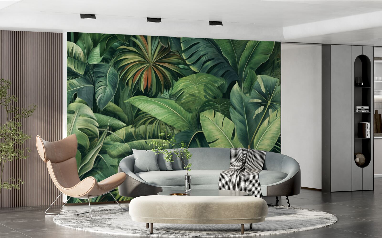 Papier peint grandes feuilles vertes dans la jungle