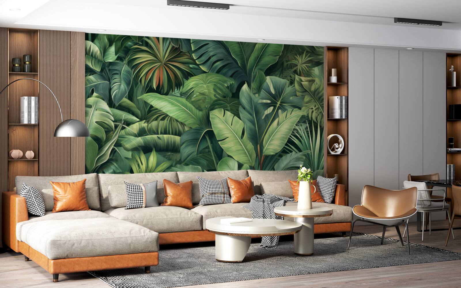 Papier peint grandes feuilles vertes dans la jungle