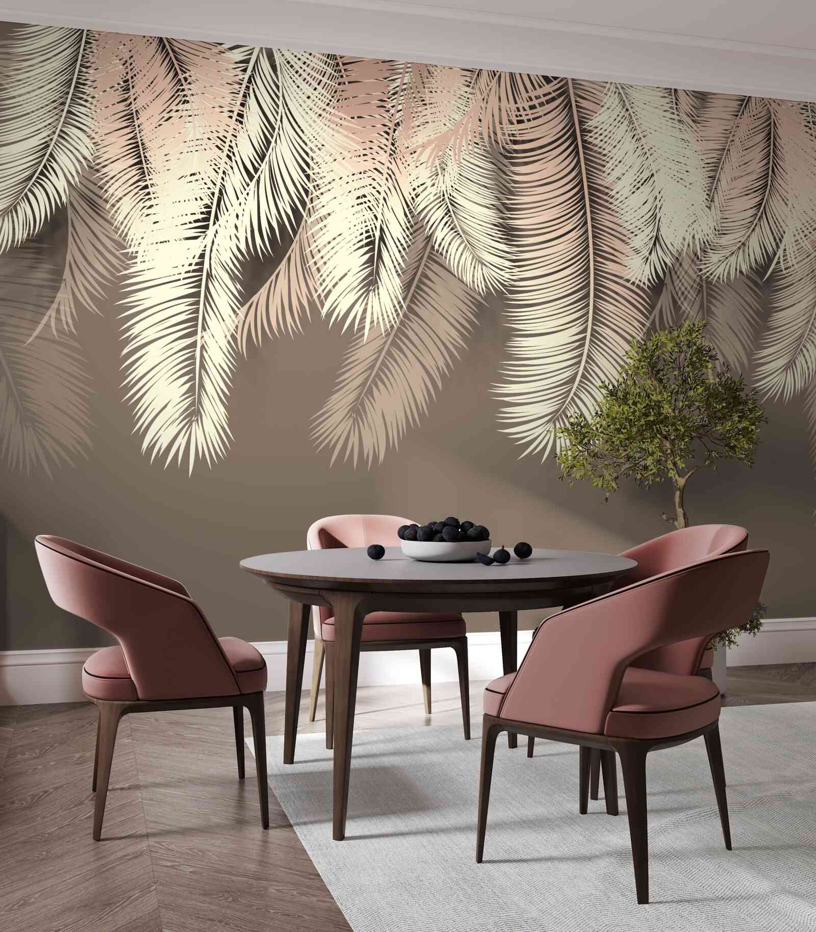 Papier peint les feuilles duveteuses pendent