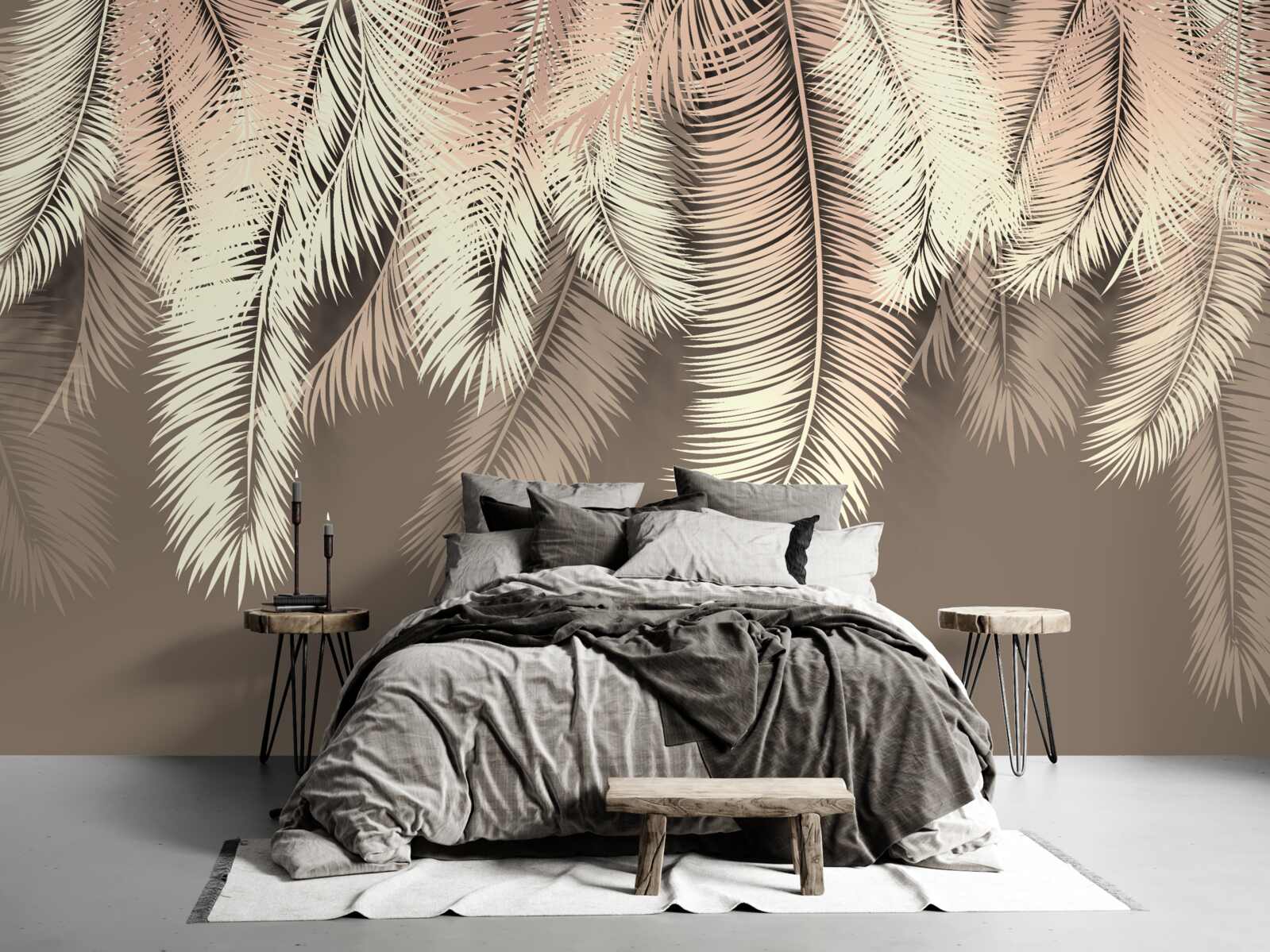 Papier peint les feuilles duveteuses pendent