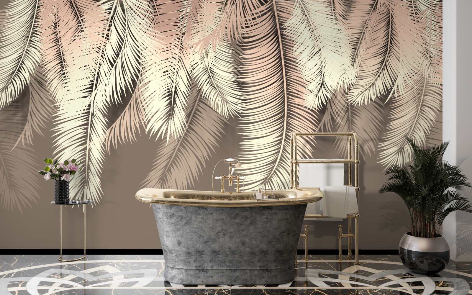 Papier peint les feuilles duveteuses pendent