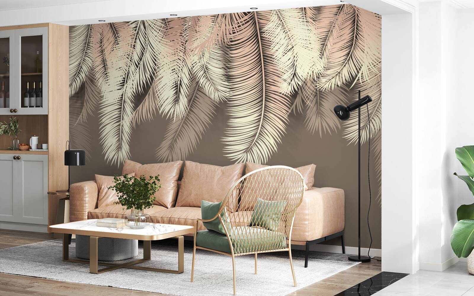 Papier peint les feuilles duveteuses pendent