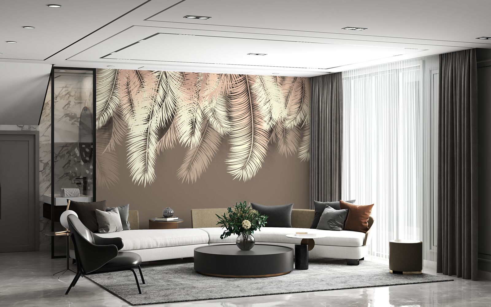 Papier peint les feuilles duveteuses pendent