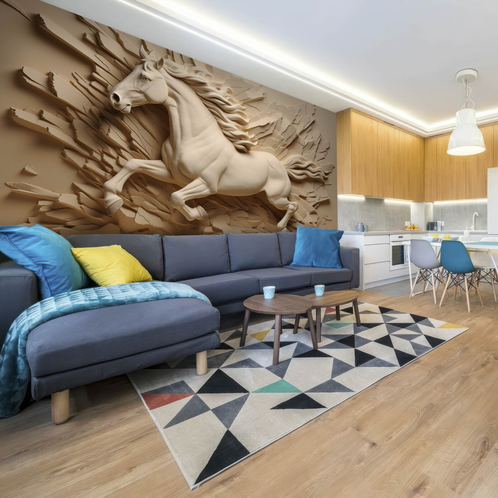 Papier peint Image 3d d'un cheval qui court