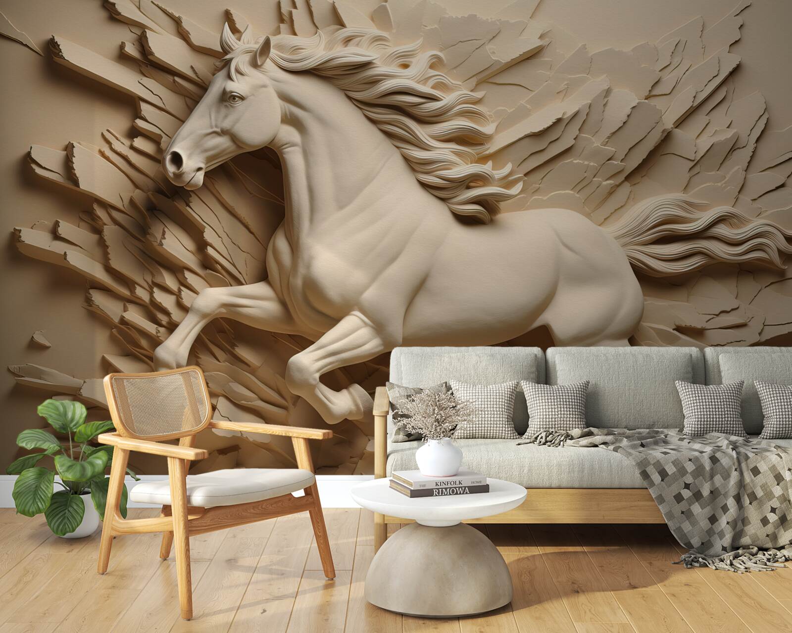 Papier peint Image 3d d'un cheval qui court