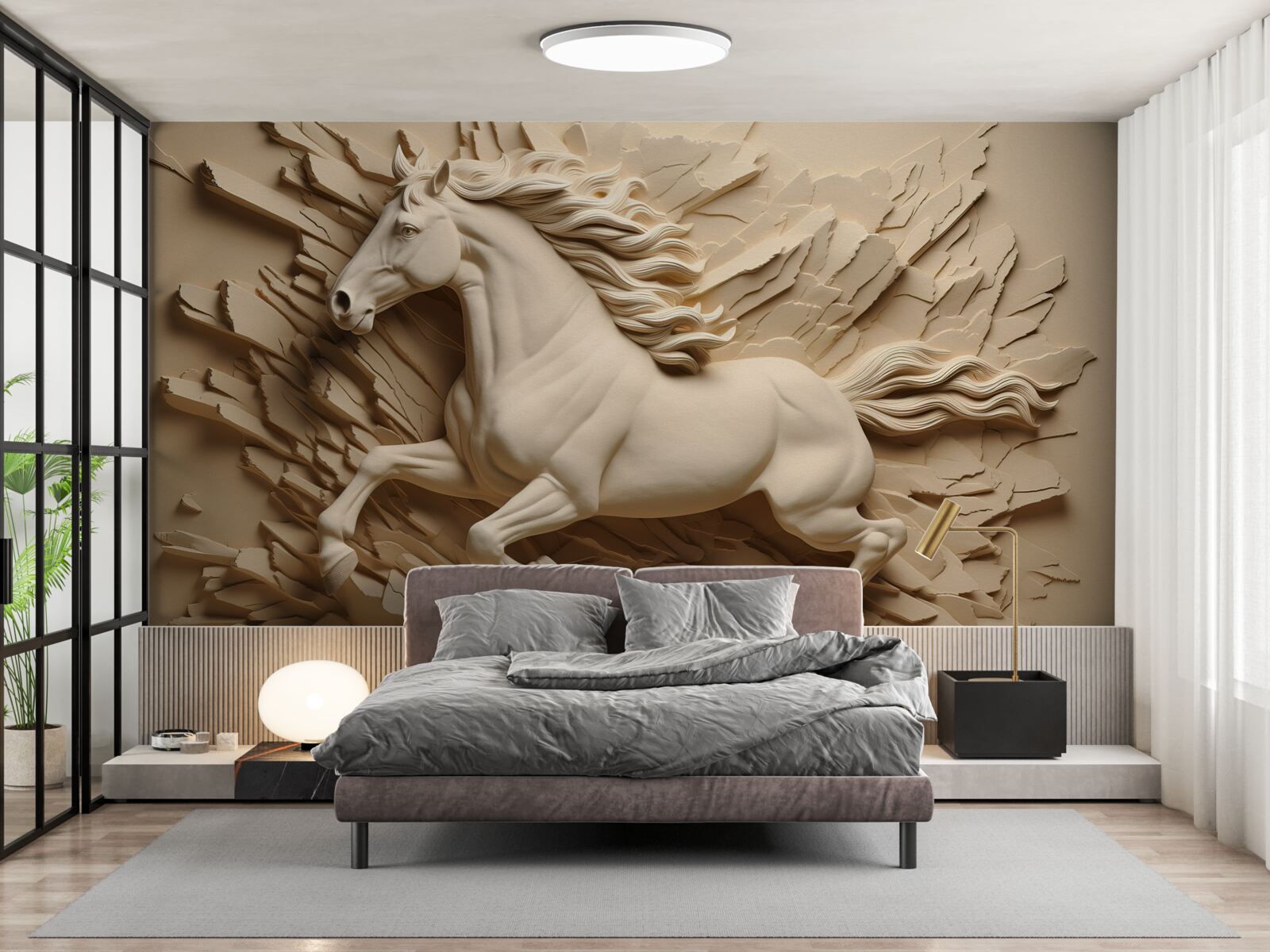 Papier peint Image 3d d'un cheval qui court