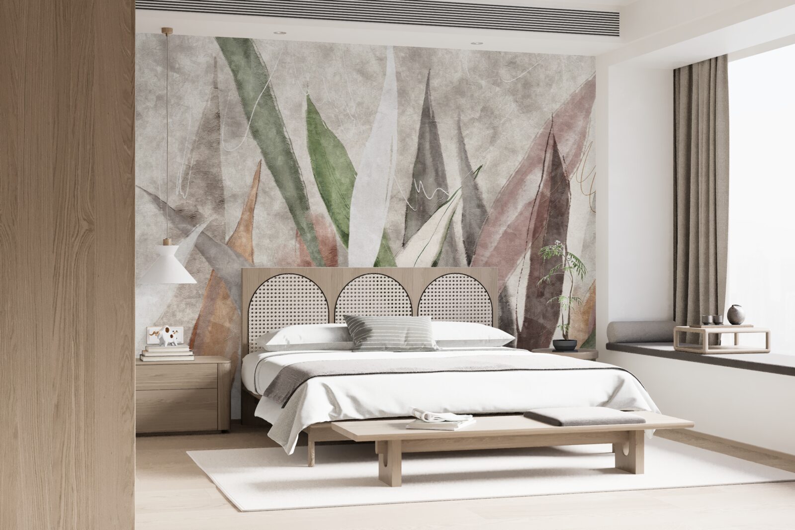 Papier peint feuilles de jungle colorées étirées en longueur