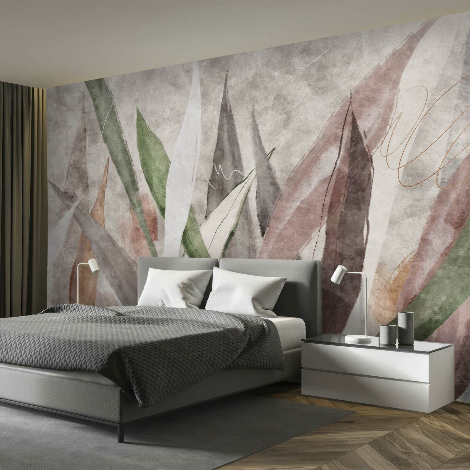 Papier peint feuilles de jungle colorées étirées en longueur