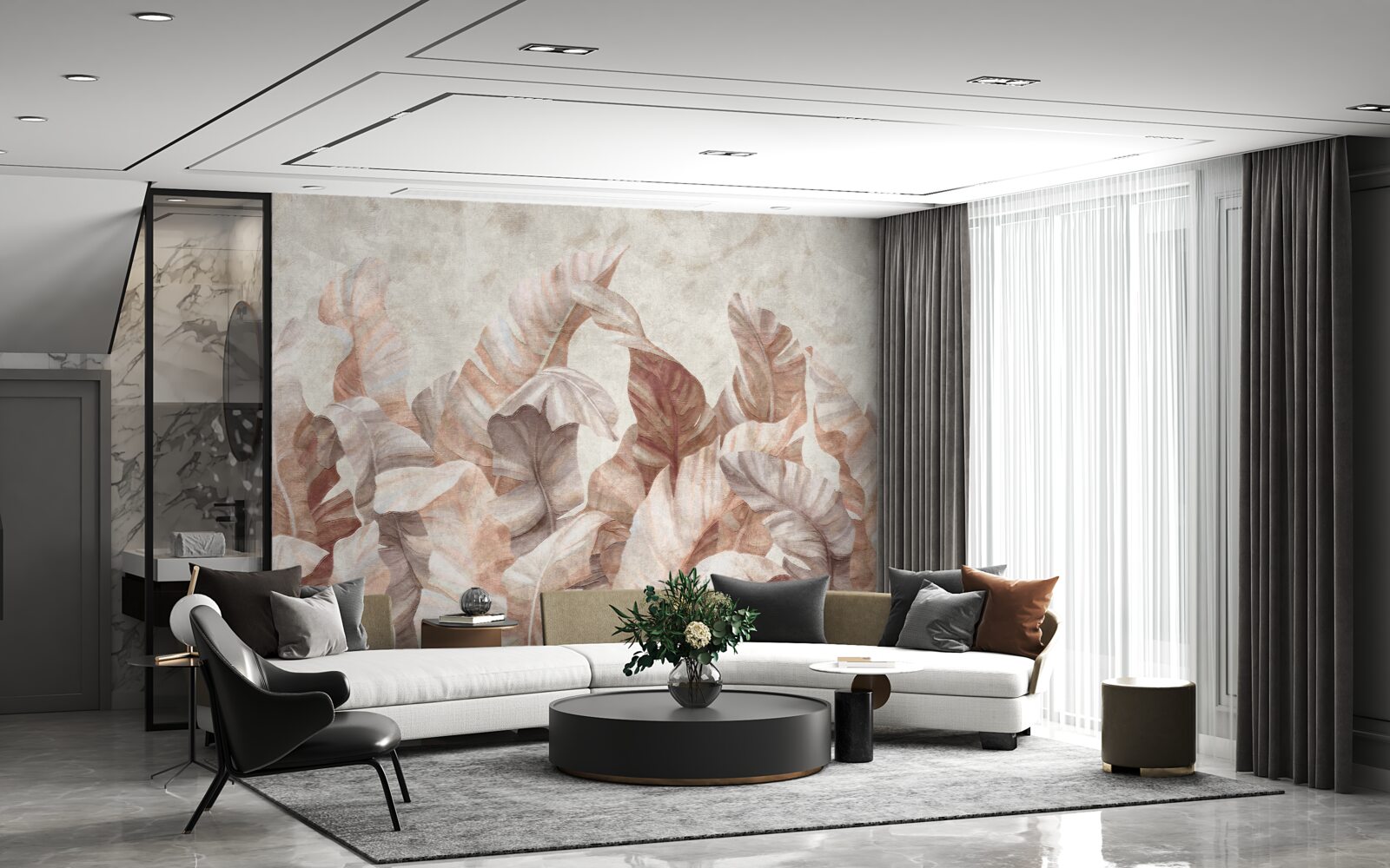 Papier peint les grandes feuilles des plantes tropicales