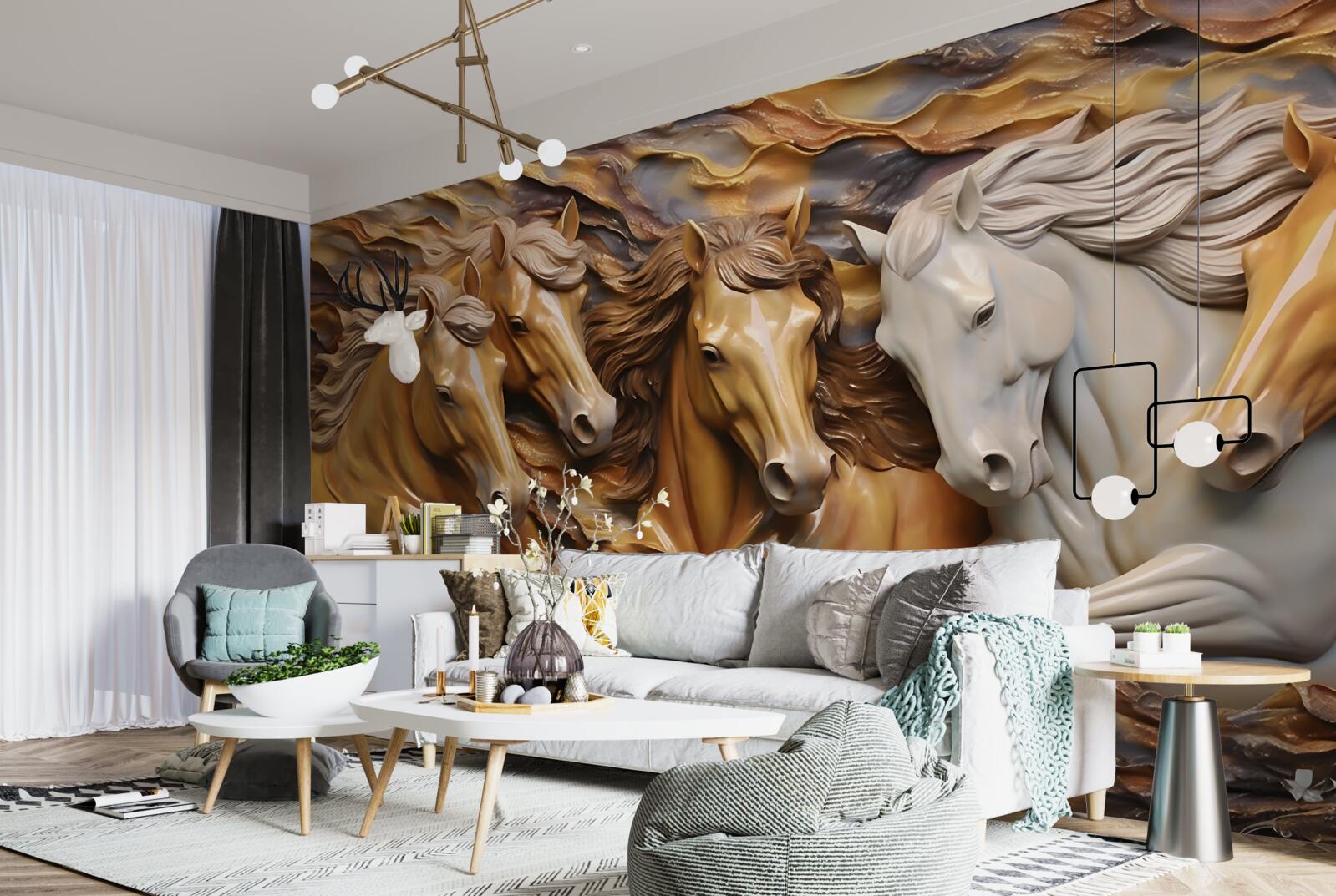 Papier peint les chevaux de course sont devenus légers