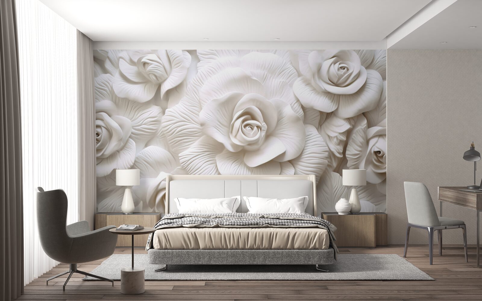 Papier peint Les roses en relief sont délicates