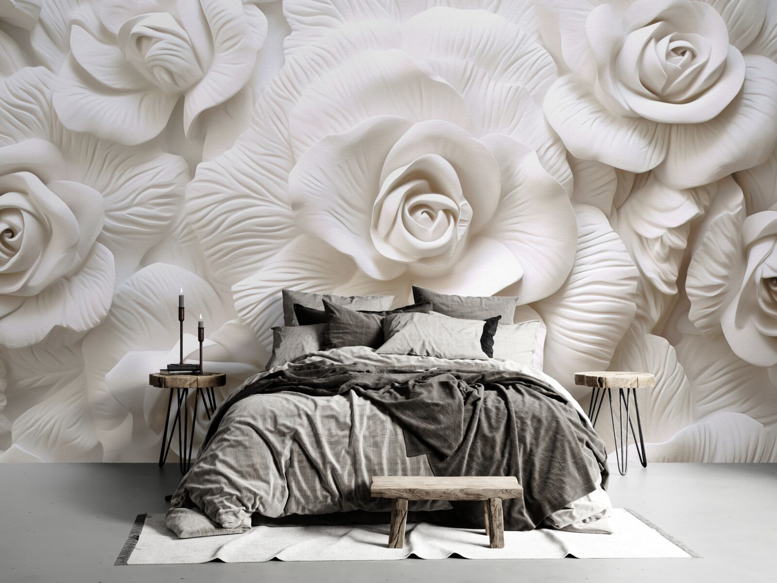 Papier peint Les roses en relief sont délicates