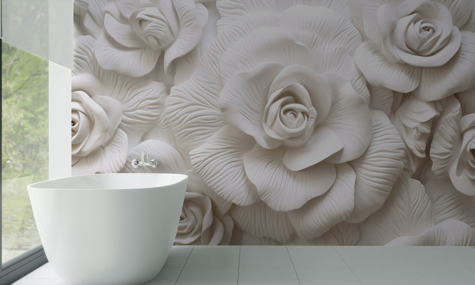 Papier peint Les roses en relief sont délicates