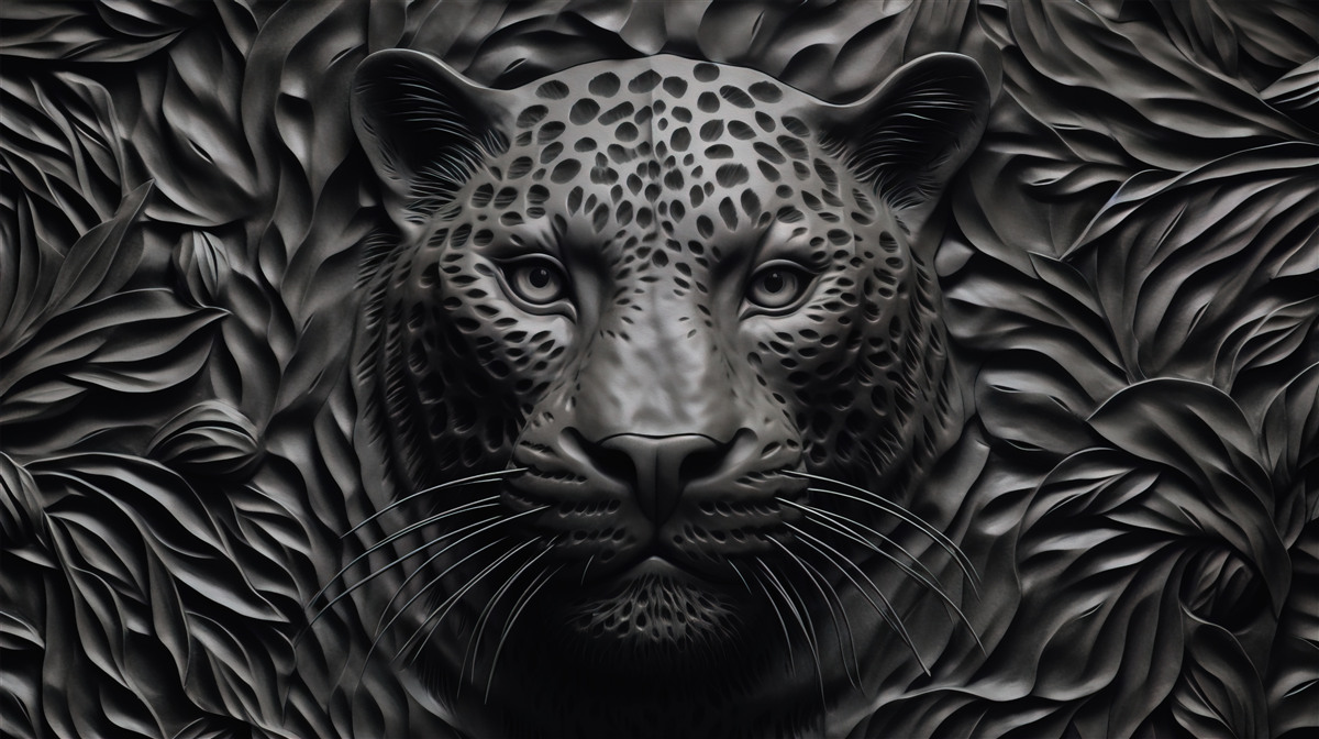 Papier peint tigre noir sur un arbre de taille impressionnante