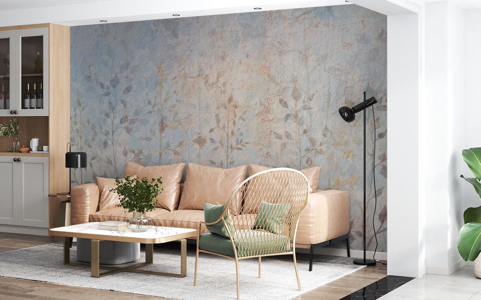 Papier peint des branches élancées comme une aquarelle