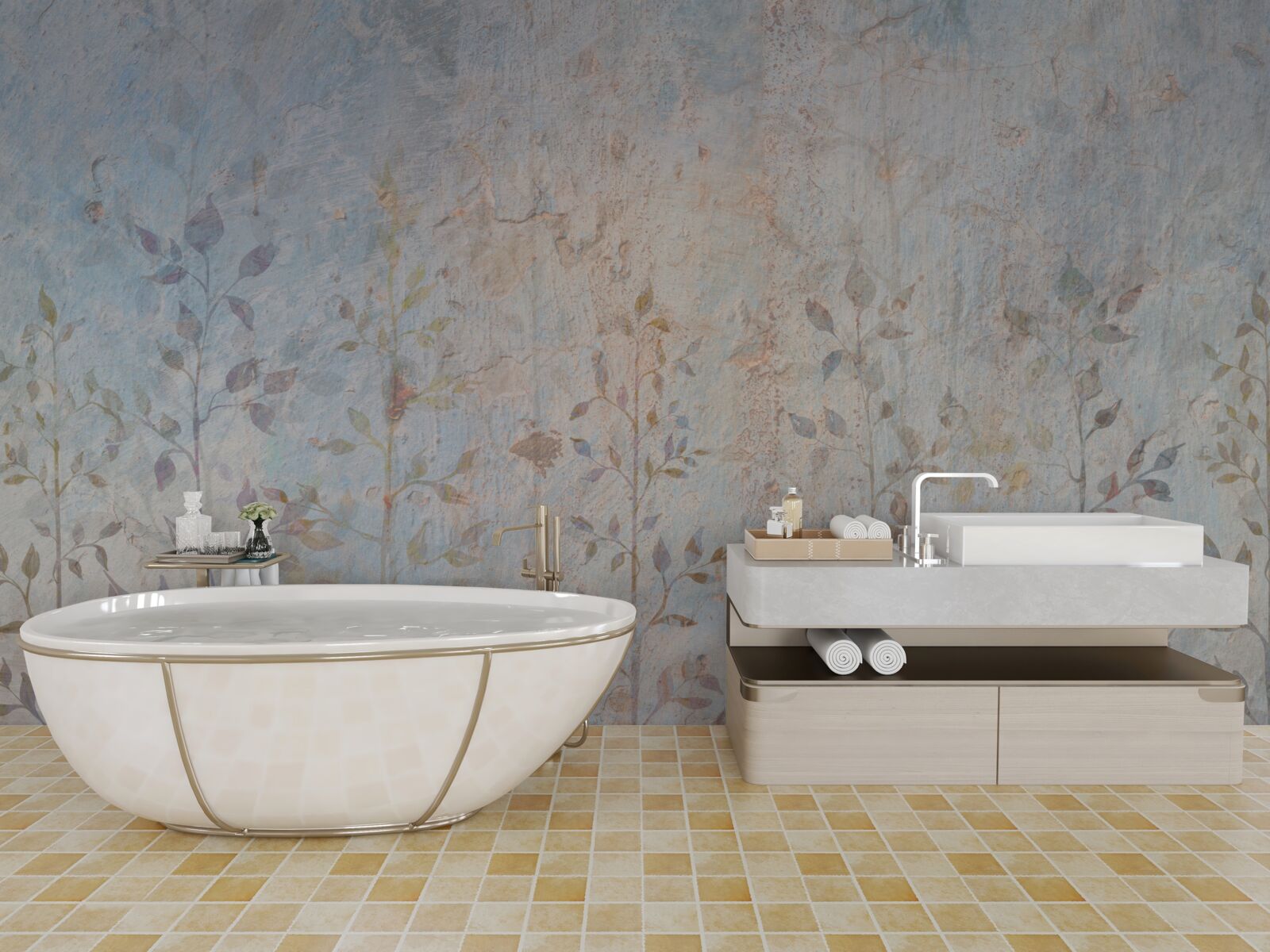 Papier peint des branches élancées comme une aquarelle