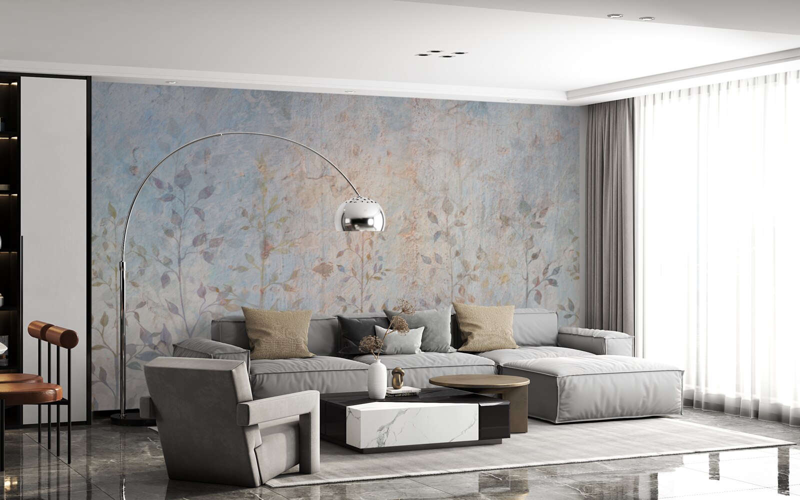 Papier peint des branches élancées comme une aquarelle