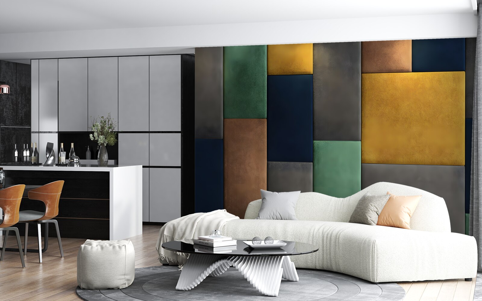 Papier peint triangles multicolores disposés verticalement