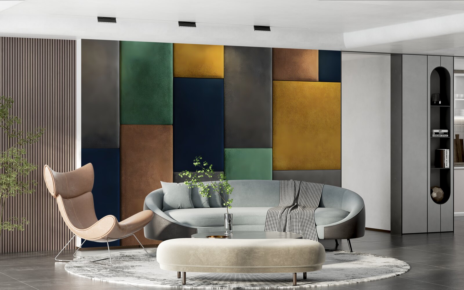 Papier peint triangles multicolores disposés verticalement