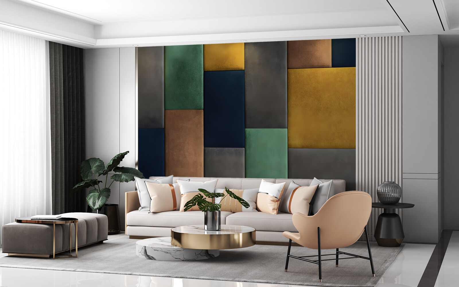 Papier peint triangles multicolores disposés verticalement