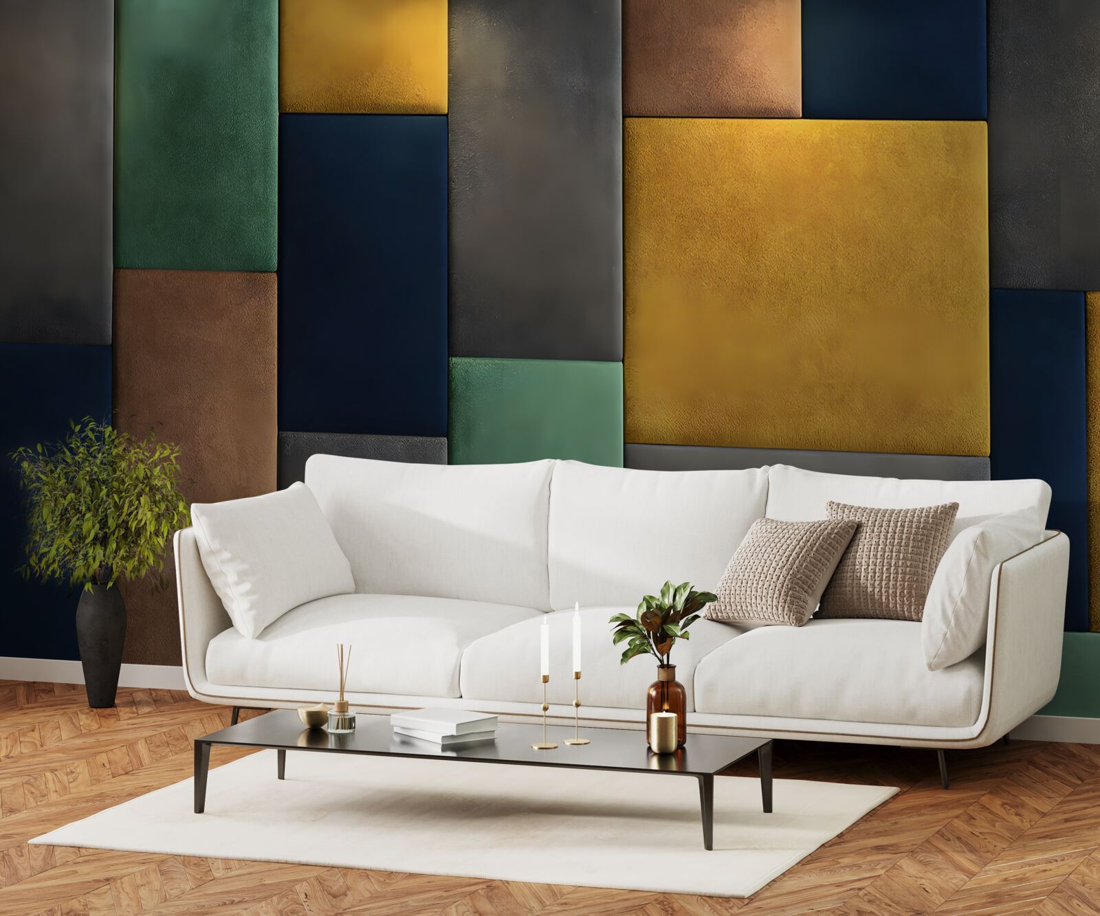 Papier peint triangles multicolores disposés verticalement