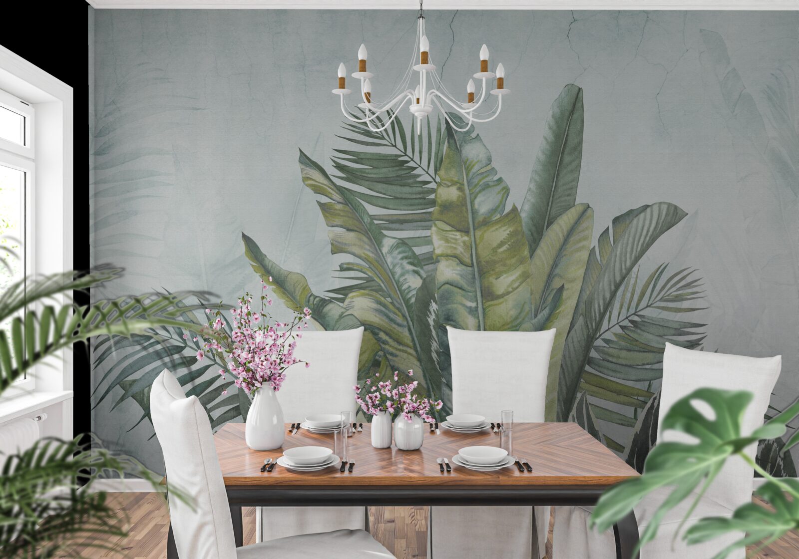 Papier peint bosquet vert de végétation tropicale