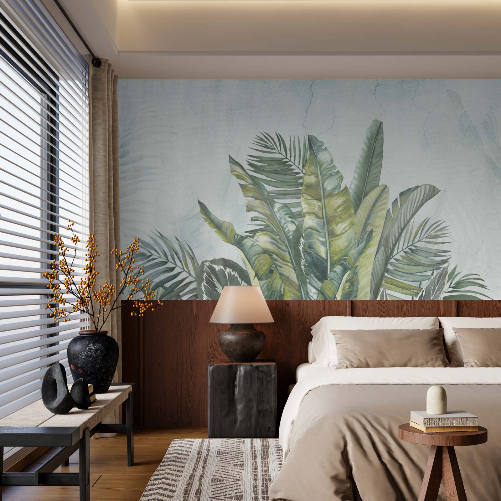 Papier peint bosquet vert de végétation tropicale