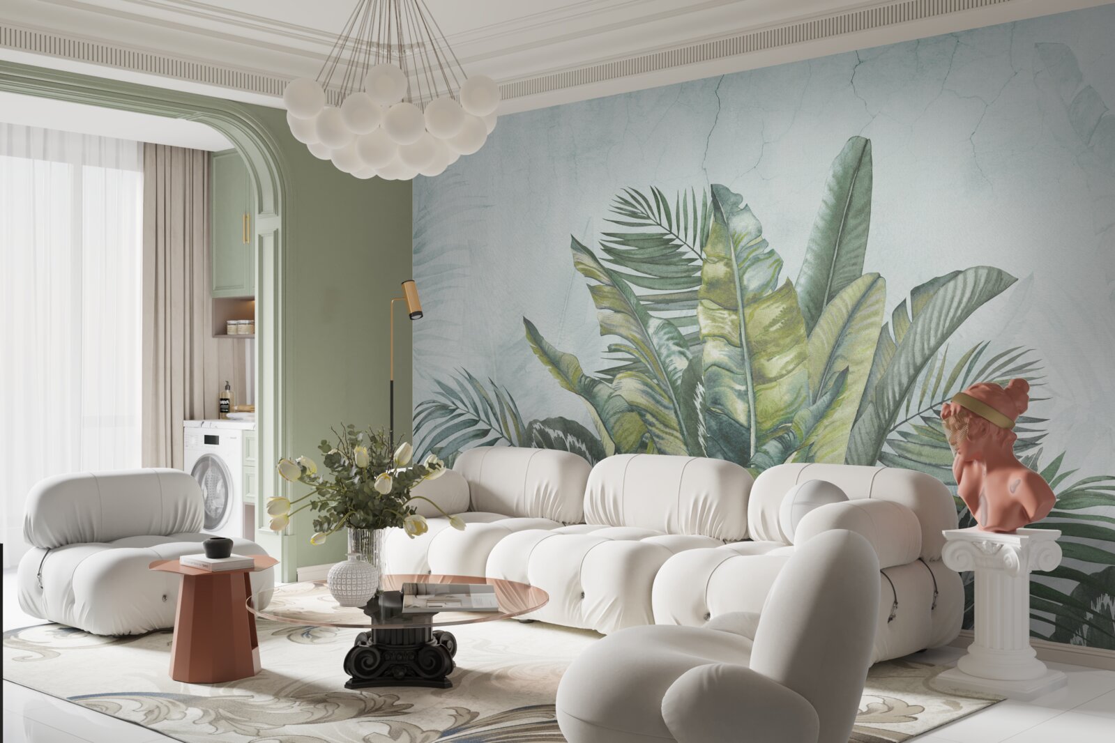 Papier peint bosquet vert de végétation tropicale