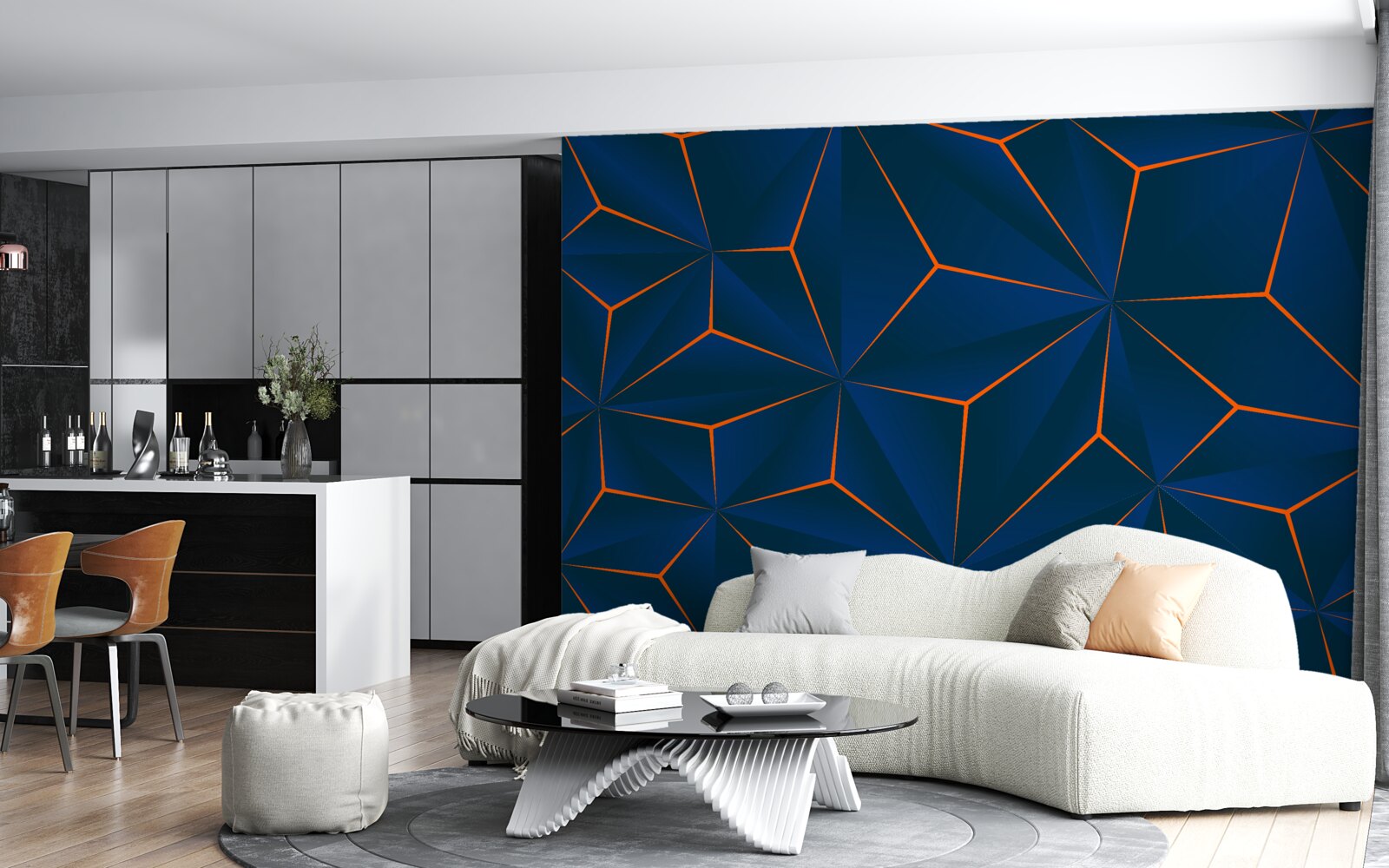 Papier peint triangles de velours aux formes généreuses