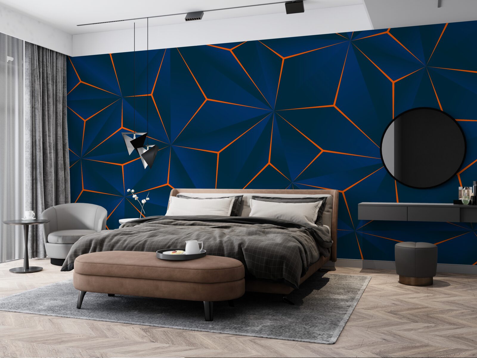 Papier peint triangles de velours aux formes généreuses