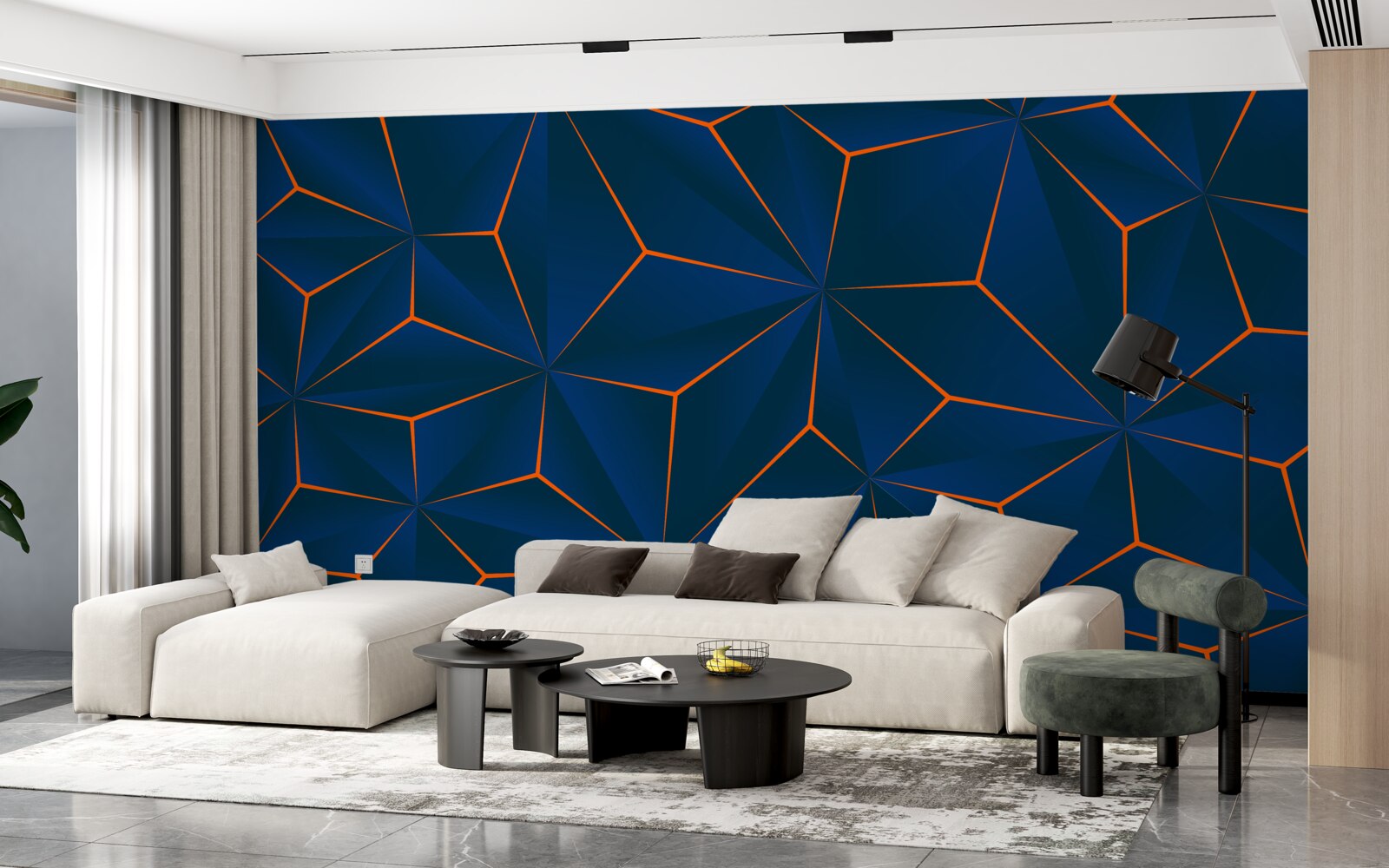 Papier peint triangles de velours aux formes généreuses