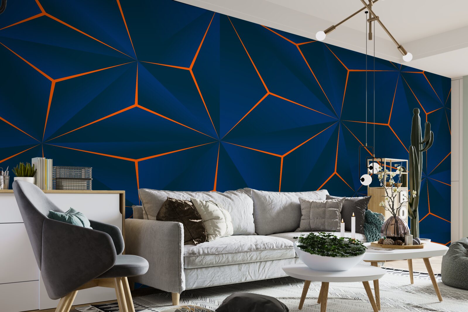 Papier peint triangles de velours aux formes généreuses