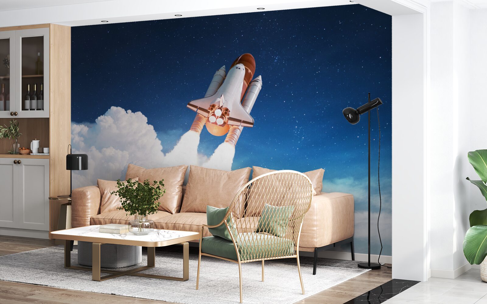 Papier peint Le vaisseau se prépare à voler dans l'espace