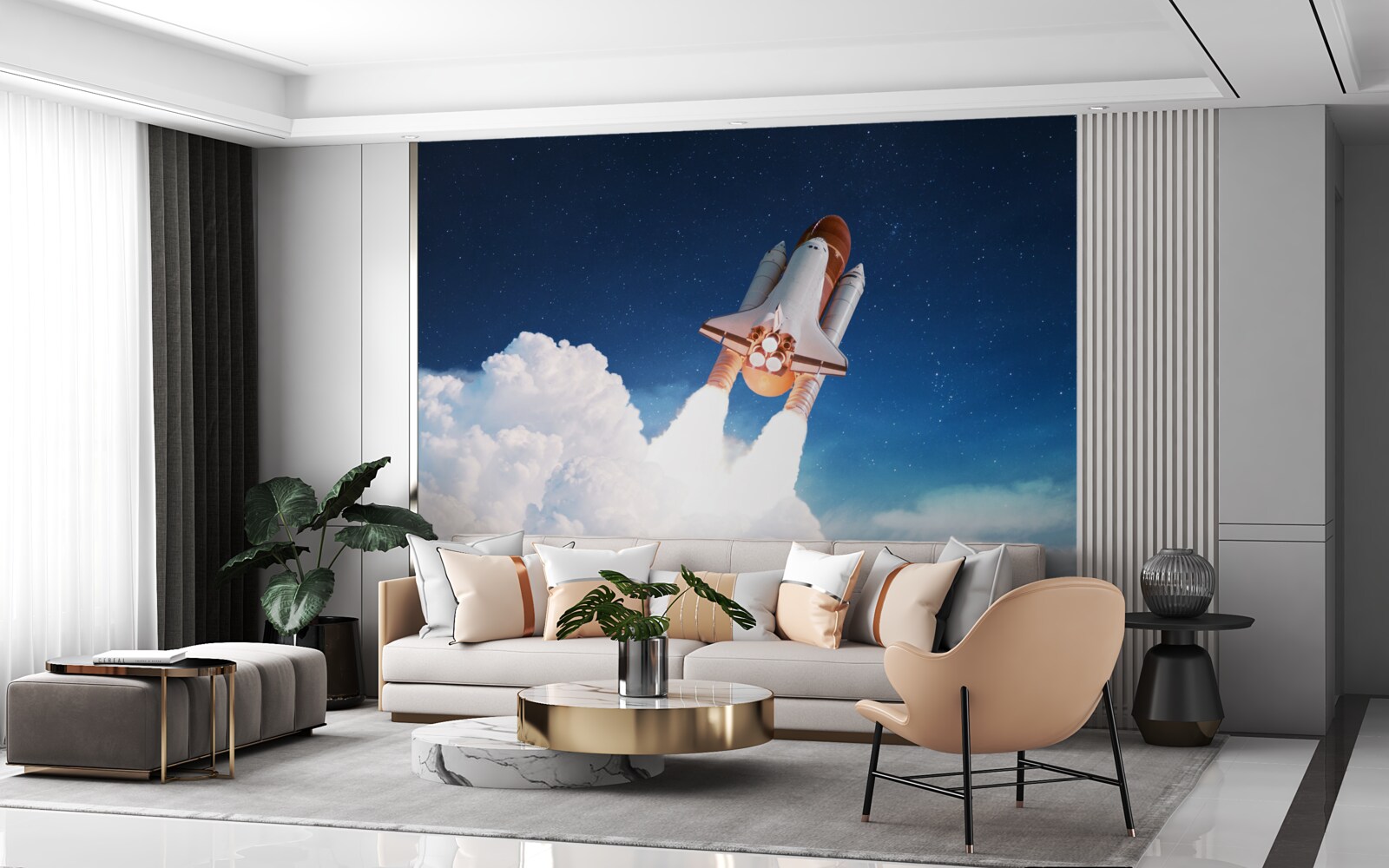 Papier peint Le vaisseau se prépare à voler dans l'espace