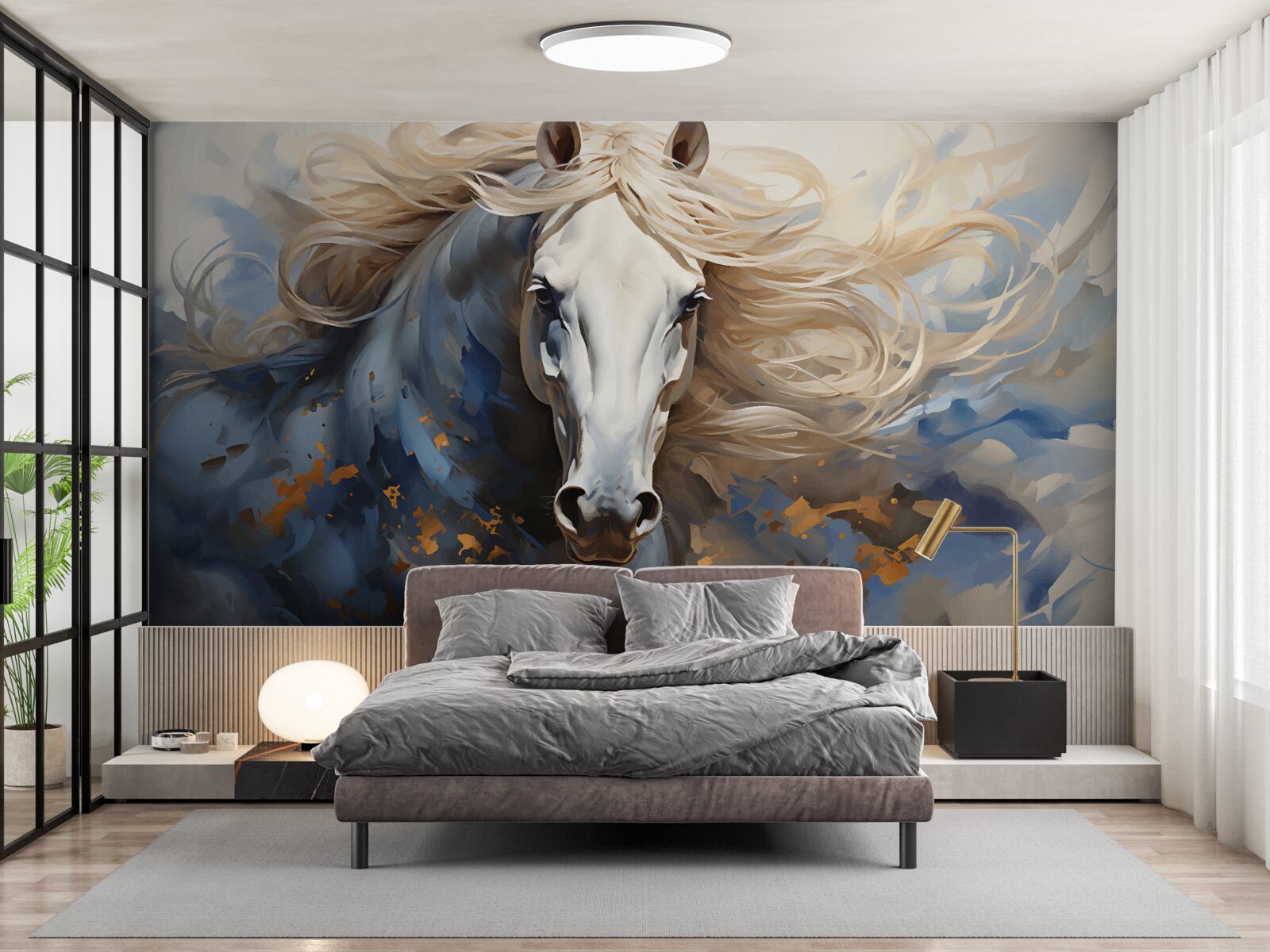 Papier peint image abstraite d'un cheval en mouvement