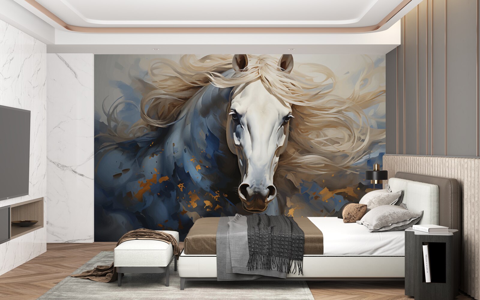 Papier peint image abstraite d'un cheval en mouvement