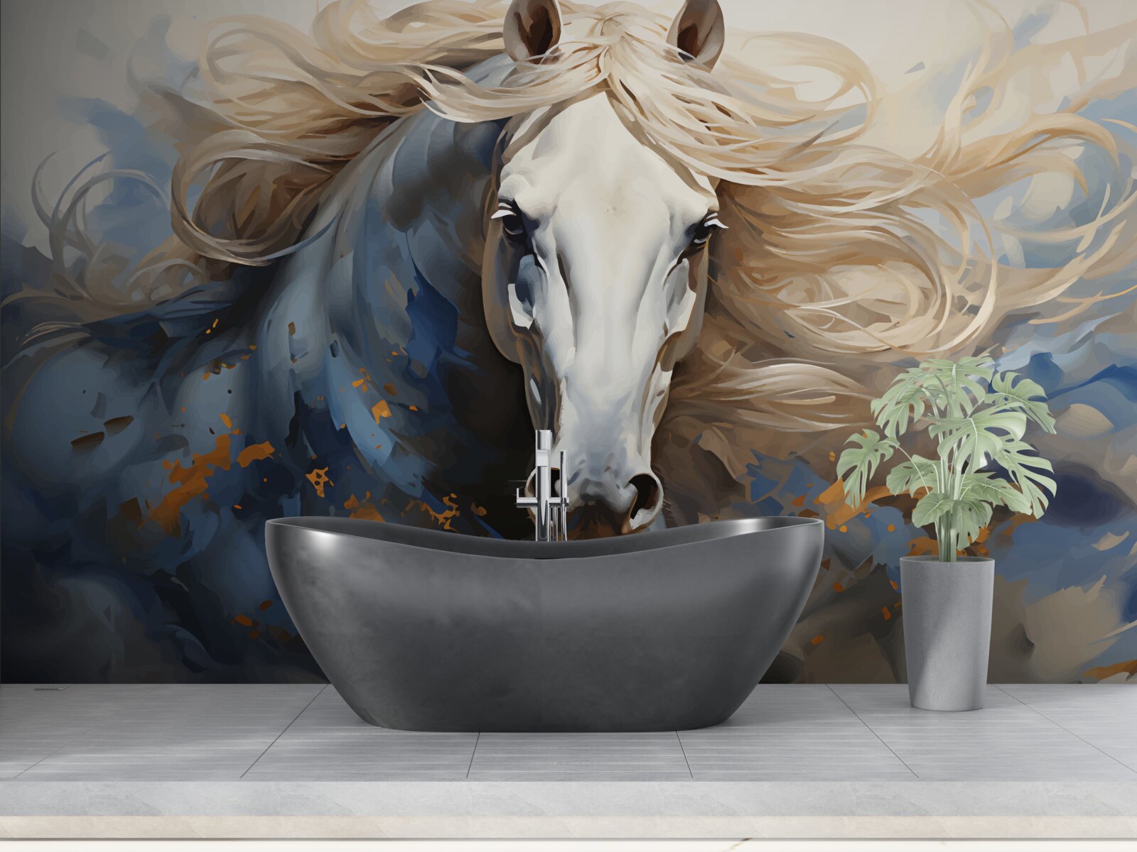 Papier peint image abstraite d'un cheval en mouvement