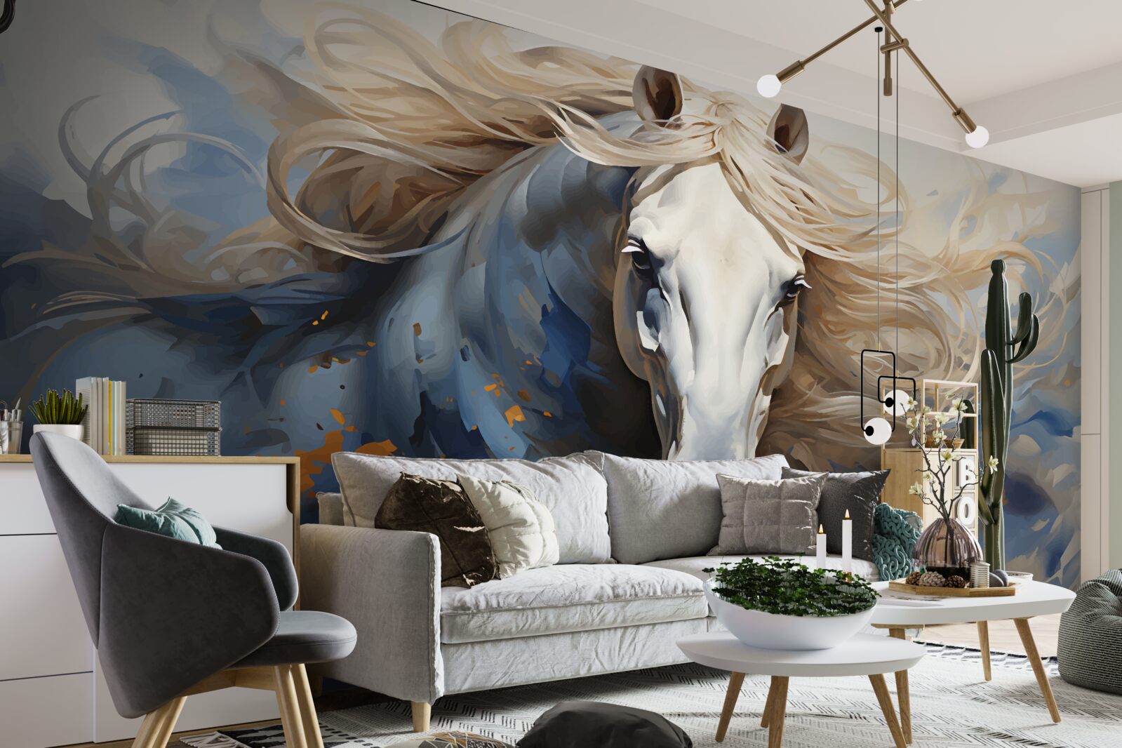 Papier peint image abstraite d'un cheval en mouvement