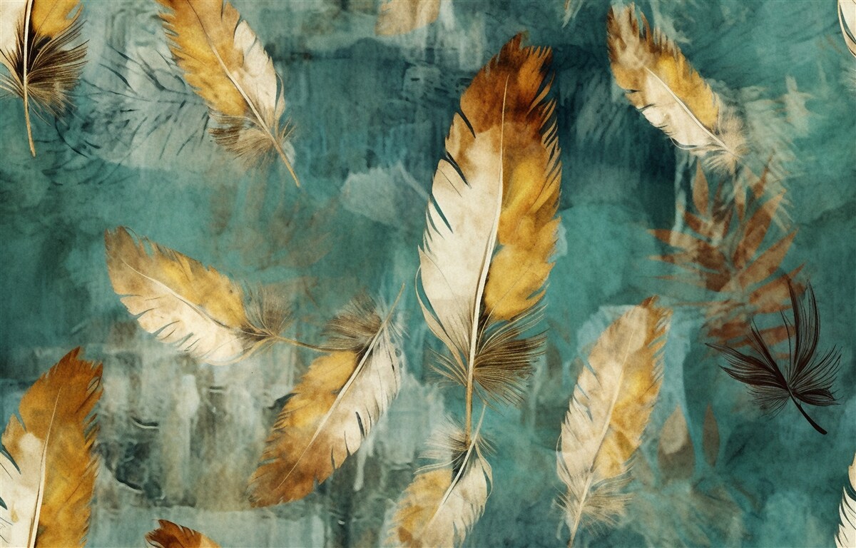 Papier peint feuilles abstraites dorées