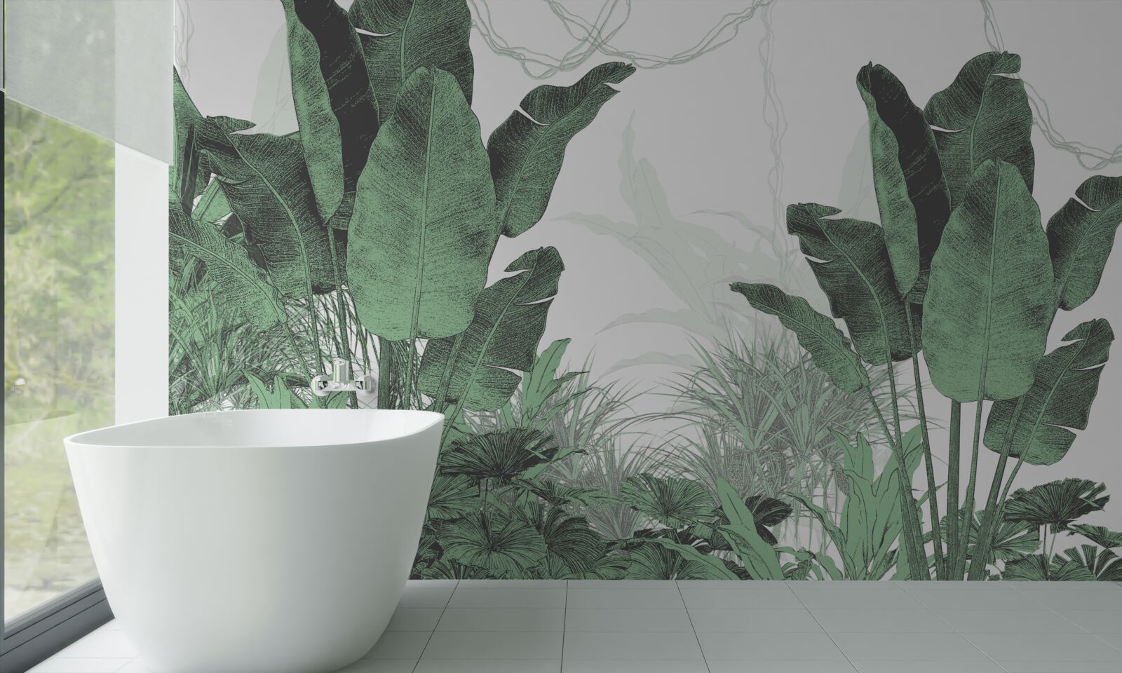 Papier peint grandes feuilles tropicales de taille considérable